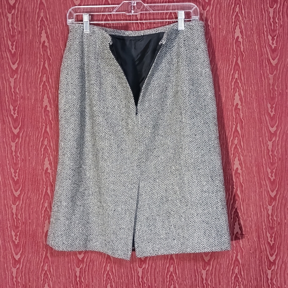 KASPER A.S.L. PETITE 2 Piece Long Sleeve Black/White 60% Wool Skirt Women Sz 8P - Picture 7 of 16